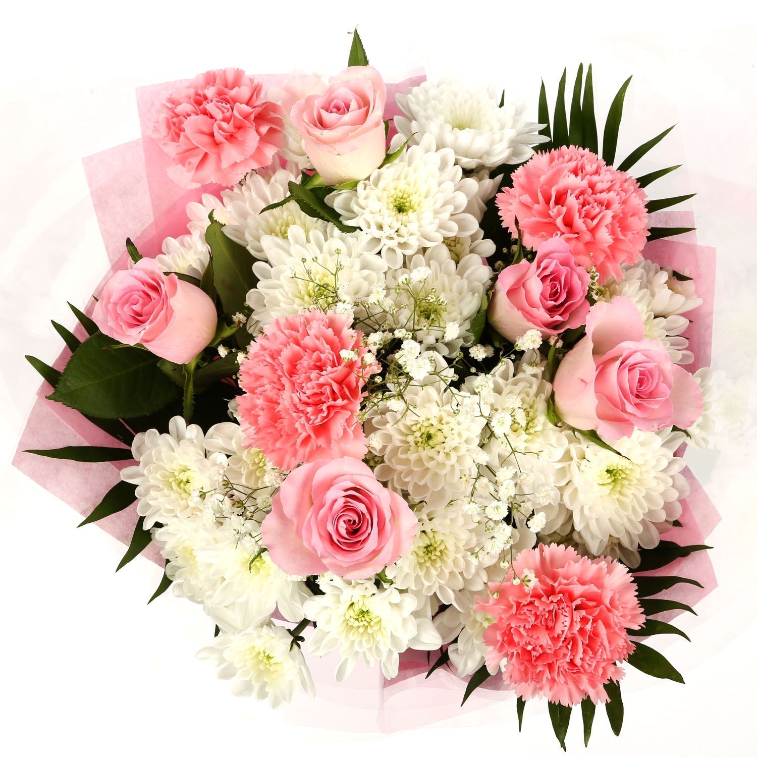 Ein rosa Schneeweißer Blumenstrauß