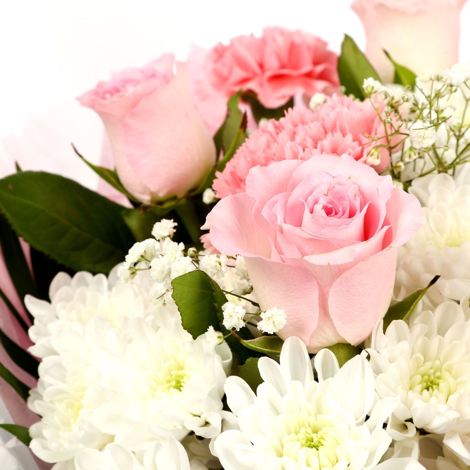 Ein rosa Schneeweißer Blumenstrauß